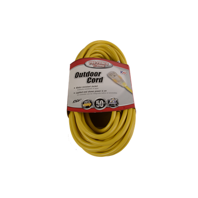 "EXTENSION CORD, OD, YELLOW, 50 FT"