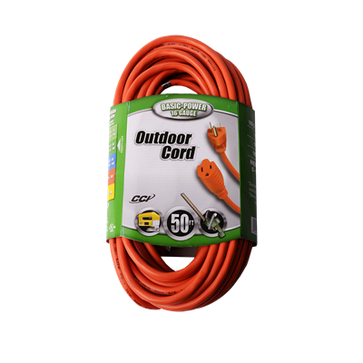 "EXTENSION CORD, OD, ORG, 50 FT"