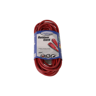 "EXTENSION CORD, OD, RED, 25 FT"